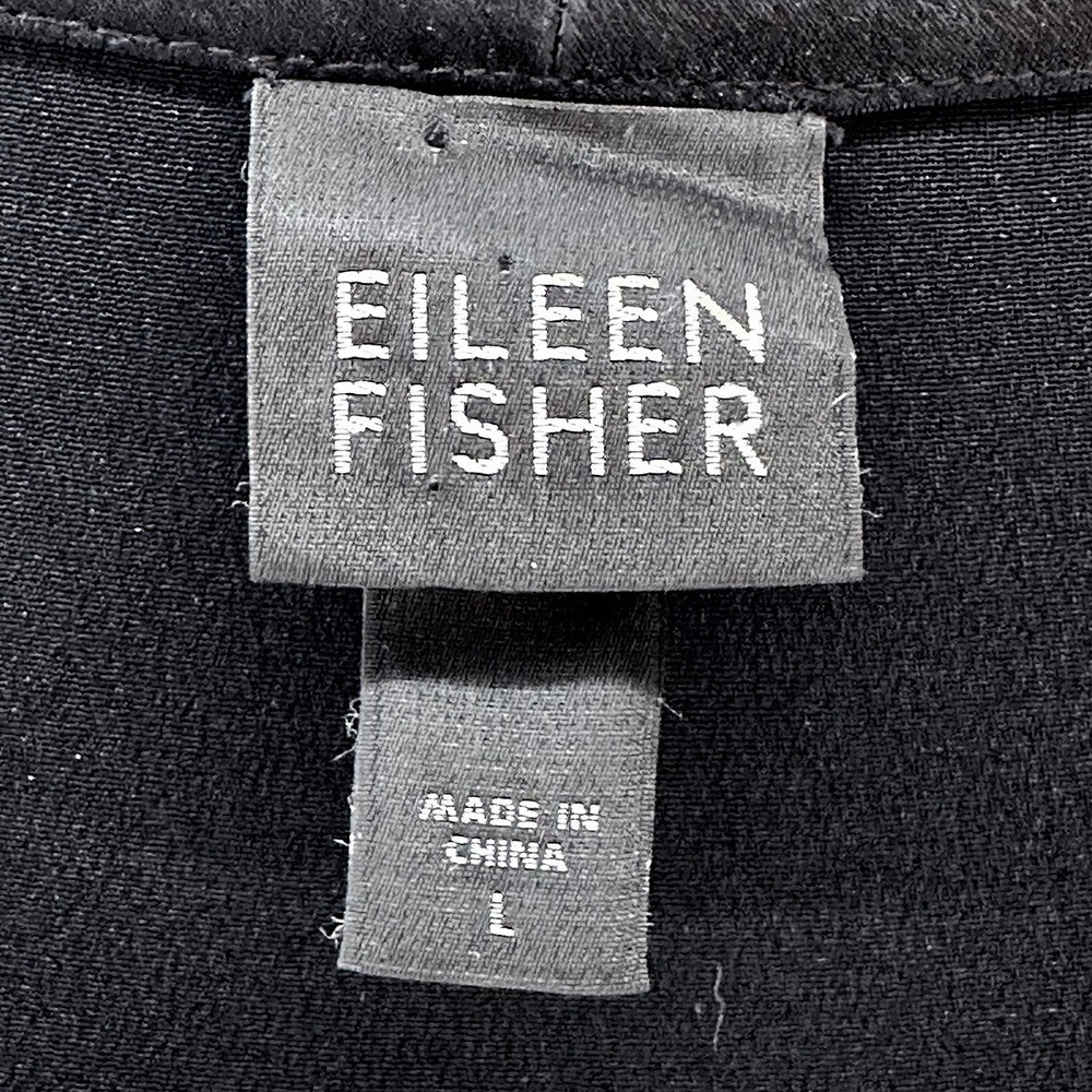 EILEEN FISHER 100% Silk Satin Scoop Neck Tank Top • Large • black - Picture 5 of 7
